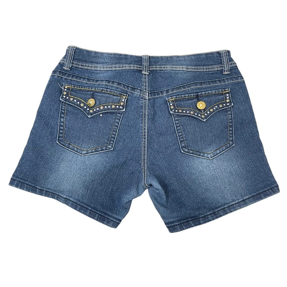 Southpole Embellished Pockets Women's Medium Wash Denim Jean Shorts Y2K